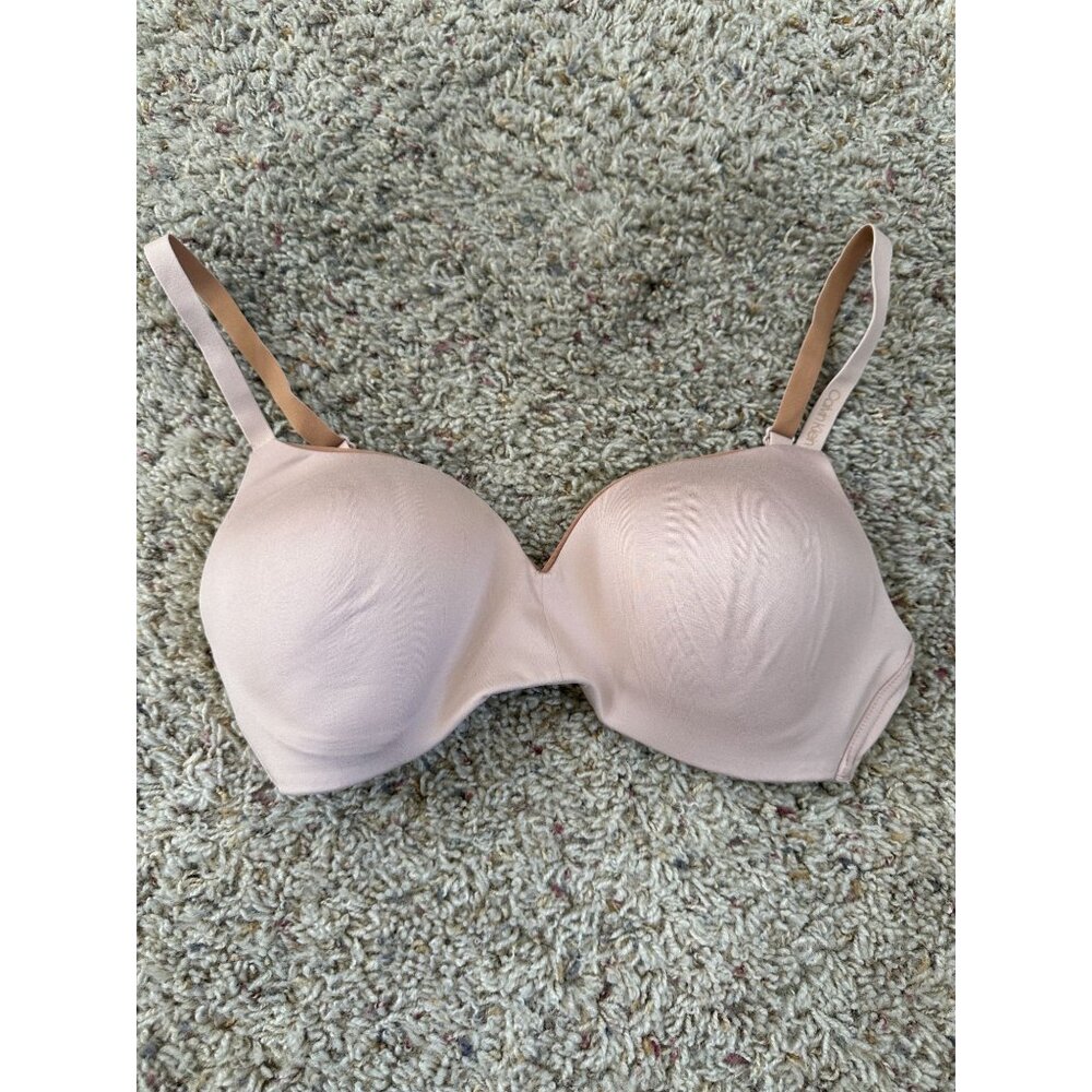 Calvin Klein Lightly-Lined Nude Bra M Adjustable Strap Smooth Finish Hook Closur